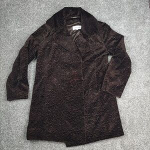 Calvin Klein Coat Women Med Brown Swakara Lamb Faux Fur Mid Length MCM MOD 20s